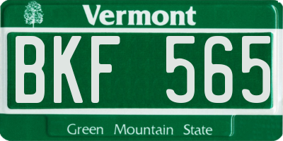 VT license plate BKF565