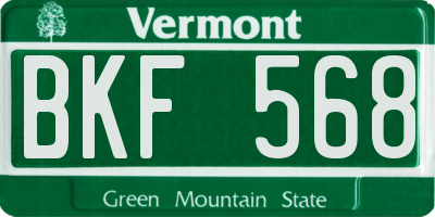 VT license plate BKF568