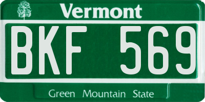 VT license plate BKF569