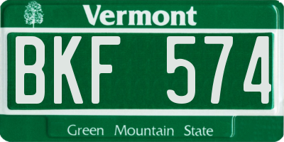 VT license plate BKF574