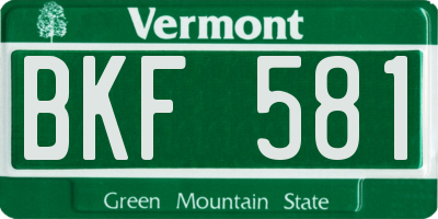 VT license plate BKF581