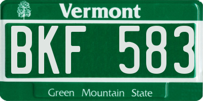 VT license plate BKF583