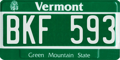 VT license plate BKF593
