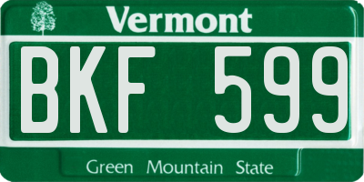 VT license plate BKF599