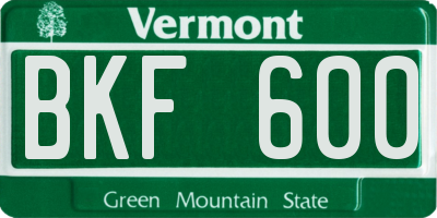 VT license plate BKF600