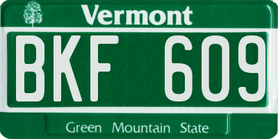 VT license plate BKF609