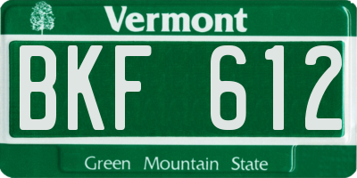 VT license plate BKF612