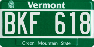 VT license plate BKF618