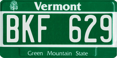 VT license plate BKF629