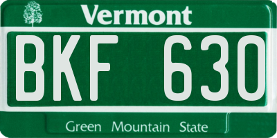 VT license plate BKF630