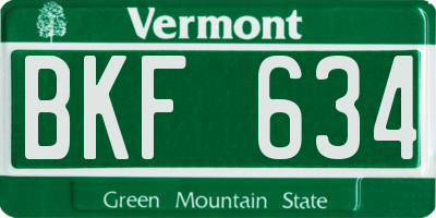 VT license plate BKF634