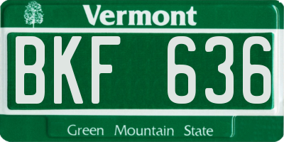 VT license plate BKF636