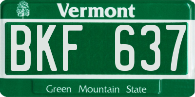 VT license plate BKF637