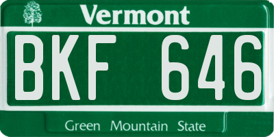 VT license plate BKF646