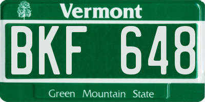 VT license plate BKF648