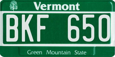 VT license plate BKF650