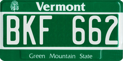 VT license plate BKF662