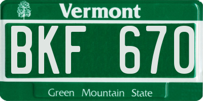 VT license plate BKF670
