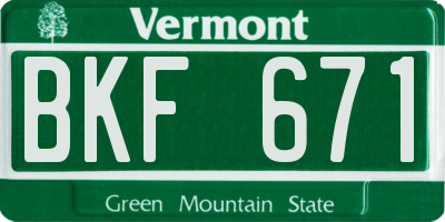 VT license plate BKF671