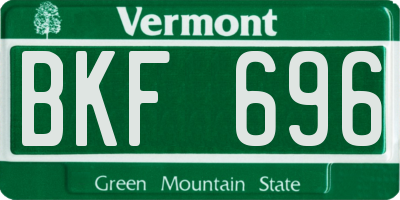 VT license plate BKF696