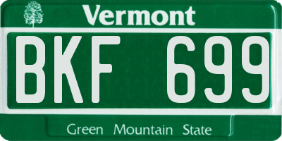 VT license plate BKF699