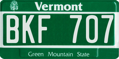 VT license plate BKF707