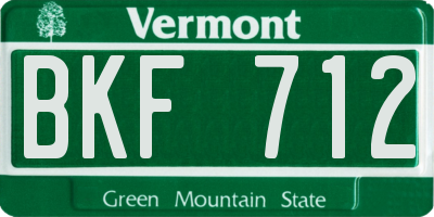 VT license plate BKF712