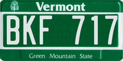 VT license plate BKF717