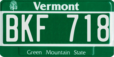 VT license plate BKF718