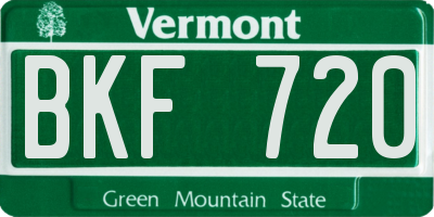 VT license plate BKF720