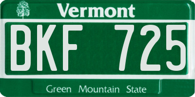 VT license plate BKF725