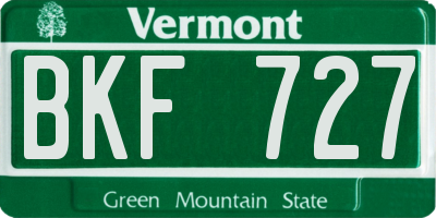 VT license plate BKF727
