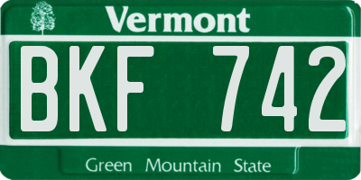 VT license plate BKF742