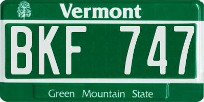 VT license plate BKF747