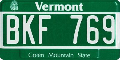 VT license plate BKF769