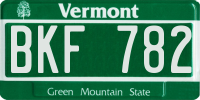 VT license plate BKF782