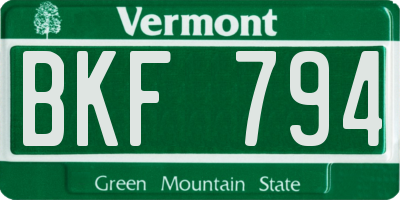 VT license plate BKF794