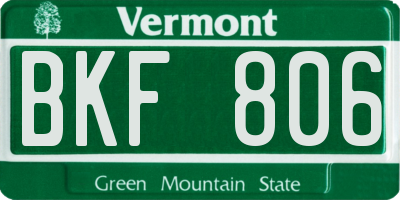 VT license plate BKF806