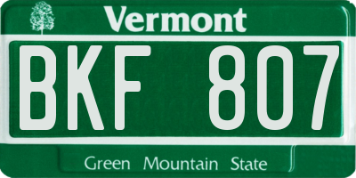 VT license plate BKF807