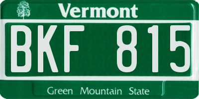 VT license plate BKF815