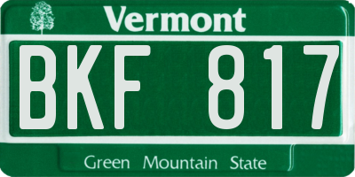 VT license plate BKF817