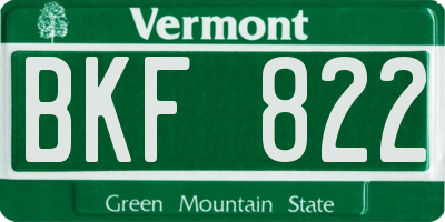 VT license plate BKF822