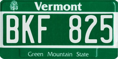 VT license plate BKF825
