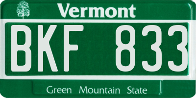 VT license plate BKF833