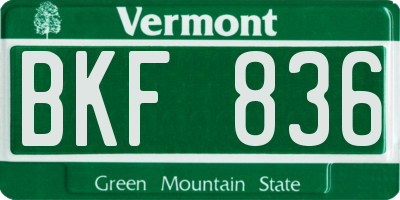 VT license plate BKF836