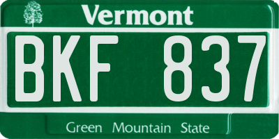VT license plate BKF837