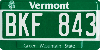 VT license plate BKF843