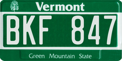 VT license plate BKF847