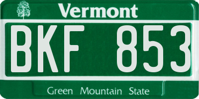 VT license plate BKF853