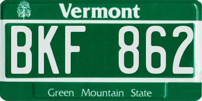 VT license plate BKF862